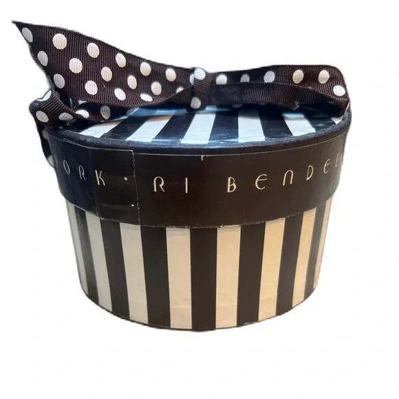 Henri Bendel Brown and Cream Striped Hat Box - Picture 1 of 12
